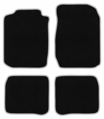 Image de Tapis de sol en moquette pour Toyota Corolla E11 1997-2001 (à hayon) – jeu 4 pièces, noir/argent, sur mesure – Wielganizator CARLUX