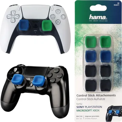 Produktbild von HAMA quadratische umschaltbare Tasten, Set, 8-in-1 fr PS4/Xbox One, Schwarz/Grn/Blau