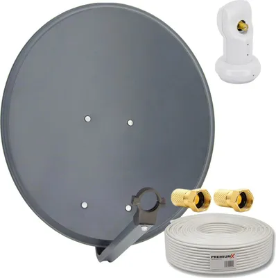 Produktbild von PremiumX Sat Anlage 60cm Satellitenschüssel Single LNB Kabel 2x F-Stecker