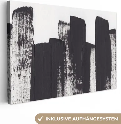 Produktbild von OneMillionCanvasses® - Leinwandbilder - 140x90 cm, Farbe - Abstrakt - Schwarz - Weiß, Wandbilder Kunstdruck Wanddekoration - Foto auf Leinwand - Gemälde auf Holzrahmen