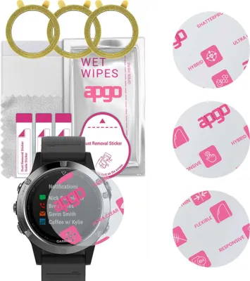 Produktbild von apgo 3 Stück Schutzglas, klar, kompatibel mit Garmin Fenix 5 Smartwatch, Hybrid 8H, Ersatz für Hartglas, Displayschutzglas, Bildschirmschutz, Displayschutz, kratzfest