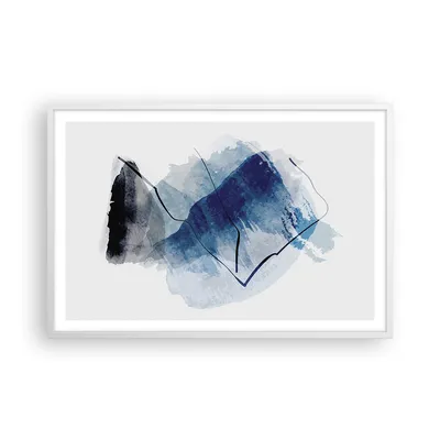 Produktbild von Gerahmtes Poster - Weißer Rahmen - Blau Schwarz Abstraktion - 91,5x61 cm - Wand Bild - Wanddeko - Wandbilder - Kunstposter - Wandposter - Bilderrahmen - Bilder - Kunstdruck - P2WAA91x61-5058