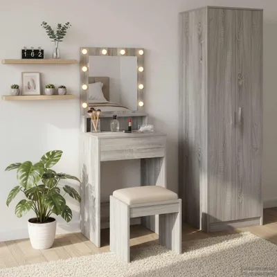 Produktbild von "2026 Promotion" Schminktisch Graues Sonoma 50x41x135 cm Holzwerkstoff - Schminktische CC32438