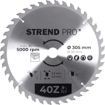 Produktbild von Sägeblatt Strend Pro TCT 305x3.2x30/20 mm 40Z, für Holz, Kreissägeblatt, HM-Blätter