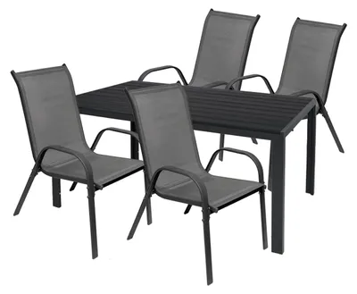 Produktbild von Gartengarnitur Sitzgarnitur 5-tlg. 150x80cm Non-Wood Anthrazit/Schwarz
