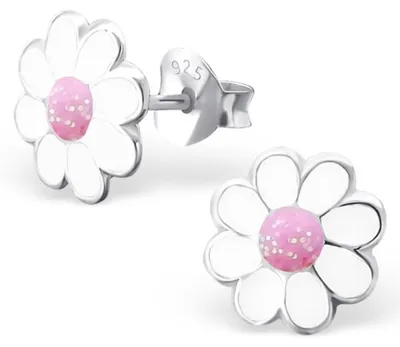 Produktbild von Kinderohrstecker: Mädchen Ohrringe Silber „Blume mit Glitzer“