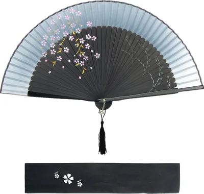 Produktbild von Handfächer Japanischer Faltfächer Klappfächer Vintage Stil Damen Herren Bambus Folding Fans Fächer für Wanddekoration Hochzeit Geschenk Muttertag Party Kostüm - Grau
