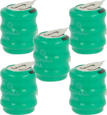 Produktbild von vhbw 5x NiMH Ersatz Knopfzellen-Akku Typ 3/V80H 2-Pins 80mAh 3,6V kompatibel mit Modellbau-Akkus, Solar-Leuchten uvm.