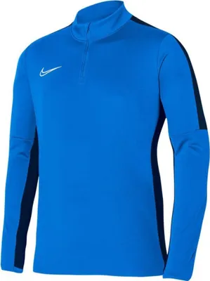 A blue Nike Dri-FIT Academy 23 training pullover for men, shown from the front.