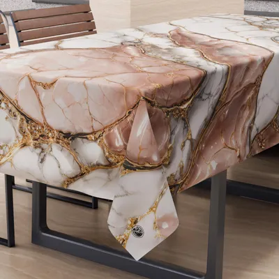 Zdjęcie produktu dla Elegancki, prostokątny obrus imitujący marmur, wymiary 140 x 180 cm