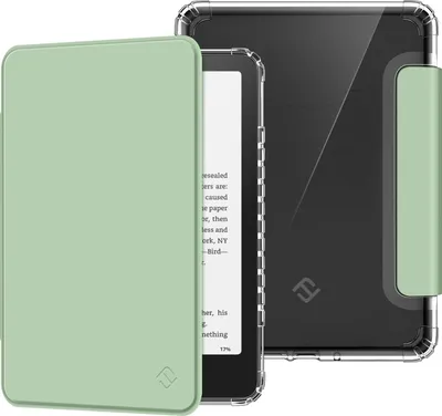 Produktbild von Fintie Hülle für 7 Zoll Kindle Paperwhite(12. Generation) und Kindle Colorsoft/Paperwhite Signature Edition 2025/2024, Clear Weich TPU Schutzhülle mit Auto Sleep/Wake, Agavengrün