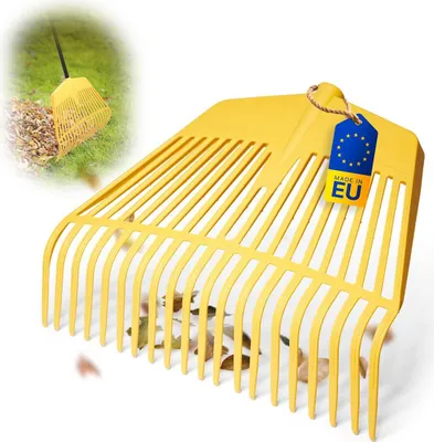 Produktbild von Novatool Laubbesenkopf, 2 in 1 Kombigerät, Laubbesen und Laubgabel mit 26 Kunststoff-Zinken, Arbeitsbreite 60cm, Laubrechen, Gartenbesen, Rasenrechen, Harke für Gartenabfall, Gartengerät ohne Stiel