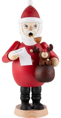 Productafbeelding van Kerstman met wensenlijstje en eland (16,5 cm). Rookman van Ullrich Kunsthandwerk