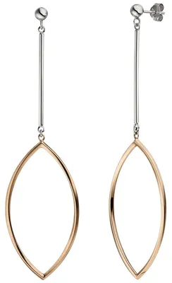 Produktbild von Ohrhänger Hängerstecker spitzoval, 925 Silber rotvergoldet Ohrringe Ohrschmuck