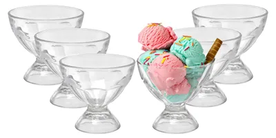 Produktbild von 6-tlg. Set Eisbecher aus Glas mit Fuß 320 ml - Eisschalen aus Glas - Dessertschale aus Glas - Glasschalen für Dessert - Puddingschale - Eisgläser
