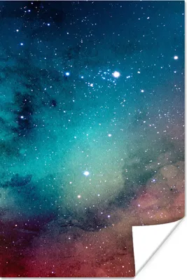Produktbild von MuchoWow® Poster Aquarell - Sternenhimmel - Blau - Braun 40x60 cm - Plakate für die Wand - Poster Babyzimmer