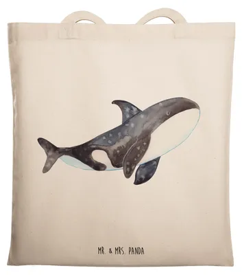 Produktbild von Mr. & Mrs. Panda Einkaufstasche Orca - Transparent - Geschenk, Meer, dokumententasche, Orcas, Shopping Tasche, Möglichkeiten, Arbeit, Büro, Stoffbeutel, Wal, Tote Bag