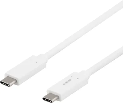 Produktbild von Deltaco USBC-1059M, 1 m, USB C, USB C, USB 3.2 Gen 2 (3.1 Gen 2), 5 Gbit/s, Weiß