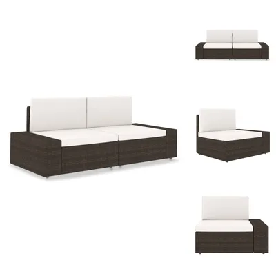 Produktbild von vidaXL Modulares 2-Sitzer-Sofa Poly Rattan Braun - Gartensofaelemente