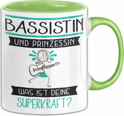 Produktbild von Bassistin Und Prinzessin Tasse Geschenk Für Eine Bassistin Geburtstag Was Ist Deine Superkraft (Grün)