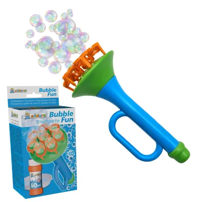 Produktbild von alldoro 60623 - Seifenblasentrompete für Kinder, inkl. 60 ml Seifenblasenflüssigkeit, 2-fach sortiert