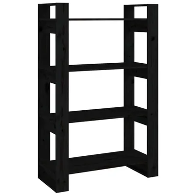 Produktbild von Bücherregal/Raumteiler Schwarz 80x35x125 cm Massivholz Kiefer