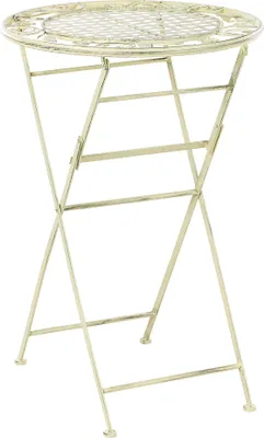 Obrázok produktu pre BELIANI Záhradný barový stolík svetlozelený železný okrúhly 60 cm skladací UV odolný vintage francúzsky retro štýl