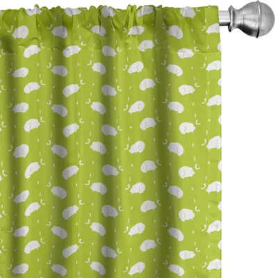 Produktbild von ABAKUHAUS Osterhase Vorhänge, Gardinen, Repetitive Nette festliche Muster von Kaninchen Eier Doodle Illustration, 2 Stück 75 x 225 cm, Gelb Grün und Weiß