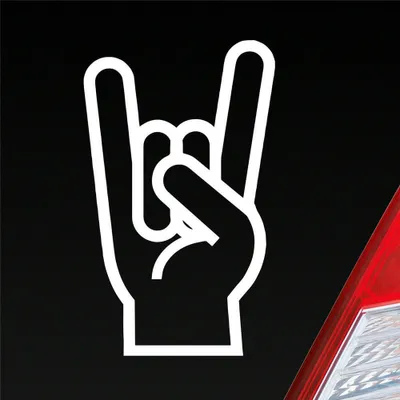 Produktbild von Auto Aufkleber Gabel Rock Heavy Metal Gruss Pommesgabel 8x13 cm Weiss Glanz Sticker Heckscheibenaufkleber