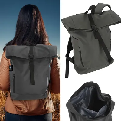 Produktbild von Falt Rucksack Urban 30l dunkelgrau 40x57x15cm 600D Polyester Reißverschlusstaschen Eingriffstaschen wasserabweisend Rolltop