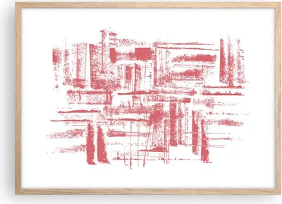 Produktbild von Gerahmtes Poster - Rahmen in heller Eiche - Rot Textur Muster - 70x50 cm - Wand Bild - Wanddeko - Wandbilder - Kunstposter - Wandposter - Bilderrahmen - Bilder - Kunstdruck - P2NAA70x50-5048