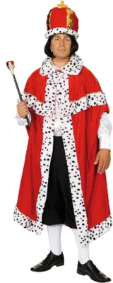 Produktbild von O7372-54-58 rot-weiß Damen Herren Königsmantel Prinzen Cape Kostüm Umhang Königsumhang Gr.54-58