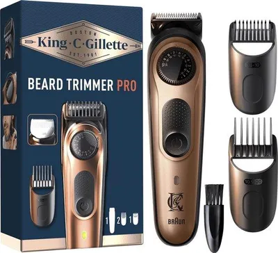 Obrázek produktu pro King C. Elektrický zastřihovač vousů Gillette Pro pro muže s přesným kolečkem pro 40 délek vousů, omyvatelný, doživotně ostré celokovové čepele