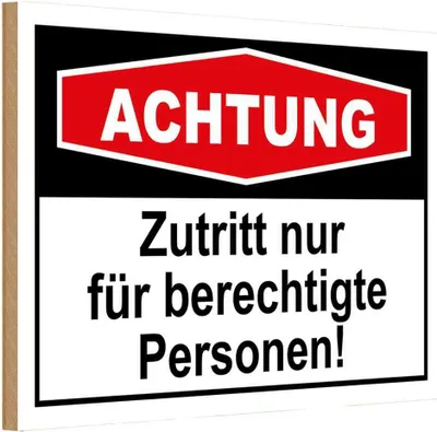 Produktbild von vianmo Holzschild 12x18 cm Achtung Zutritt nur berechtigte