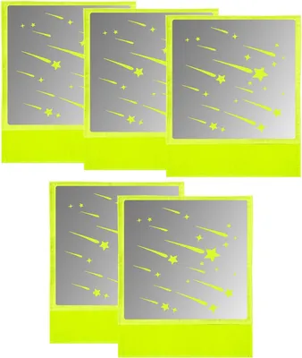 Produktbild von 5 Reflektoren, Sicherheitsreflektoren für Fahrräder mit einem neon-gelben, sternförmigen Design, reflektierende Aufkleber, Reflektoren, geeignet für Kinderwagen