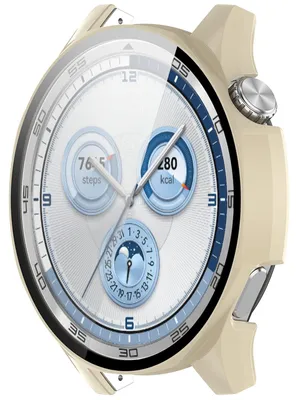 Immagine prodotto di Per Huawei Watch GT 5 46mm Custodia PC orologio in plastica + vetro duro protettivo Beige