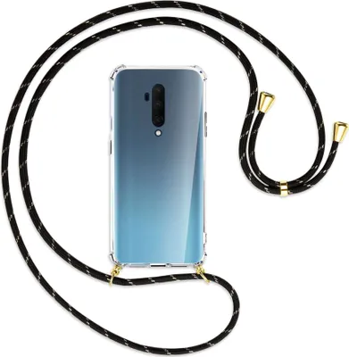 Produktbild von Handykette Backcover-Schutzhülle mit Band (Metall goldfarben) für OnePlus 7T Pro - schwarz/gold