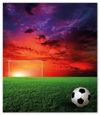 Produktbild von Wallario Herdabdeckplatte aus Glas, Größe 52 x 60 cm 1-teilig, Motiv Fußball - Fußballfeld bei Sonnenuntergang