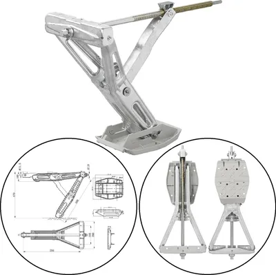 Produktbild von 1 x Wohnwagen Stütze 1000Kg 605x280mm H470mm Kurbelstütze + Stützplatte Anhänger 2025
