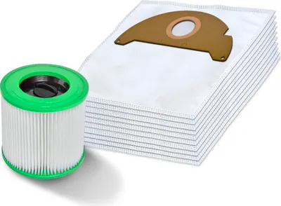 Image de Invest 10 sacs aspirateur + filtre Hepa adapté pour Kärcher WD 2 A 2054 6.904-322 filtre lavable