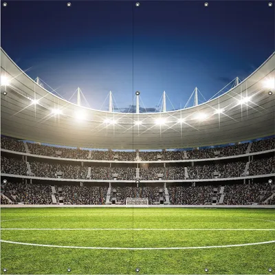 Produktbild von Wallario Outdoor-Poster für Garten oder Balkon, Motiv Fußballstadion Mittellinie, in ca. 180 x 180 cm