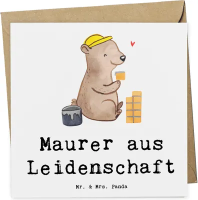 Produktbild von Mr. & Mrs. Panda Glückwunschkarte Maurer Leidenschaft - Weiß - Geschenk, doppelkarte, Grußkarte, Gesellenprüfung, faltkarte, anlasskarte, Handwerker, Spruch, Klappkarte