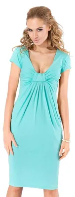 Produktbild von Damenn Minikleid Top Kleid V-Ausschnitt ; Mintgrün M/L 38/40
