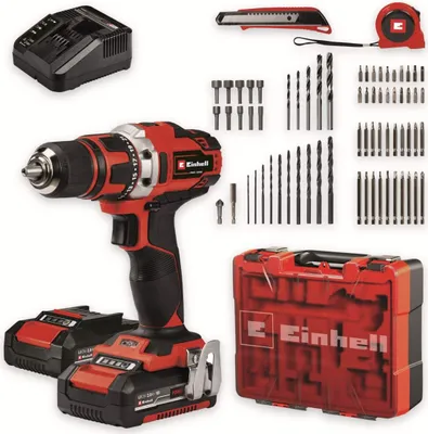 Zdjęcie produktu dla Zestaw akumulatorowych wiertarko-wkrętarek Einhell Power X-Change TE-CD 18/40 Li +69 (2x2,0 Ah)