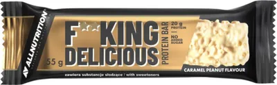 Imagen del producto de ALLNUTRITION Fitking: Sabor Delicioso, Caramelo, Cacahuete, 55 g, Proteína de soja, Proteína de suero de leche, 216 kcal, 393 kcal, 902 kJ