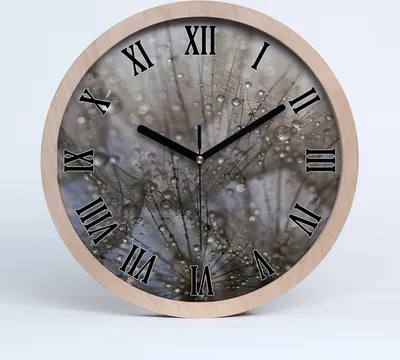 Produktbild von Holzuhr 30fi cm wanduhr - schwarze Spitzen - Löwenzahn Samen