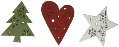 Produktbild von RAYHER - Holzstreuteile, Herz, Stern, Tannenbaum, 4 cm, PVC-Box 6 Stüc