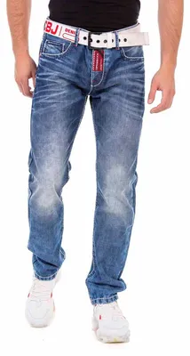 Produktbild von CD702 Herren Straight Fit-Jeans mit trendigen Ziernähten