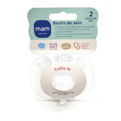 Produktbild von MAM Brusthütchen 2er Set Silikon Brusthütchen Größe M 20 mm Feeding