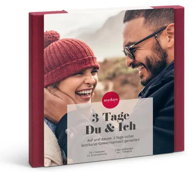 Produktbild von mydays Geschenkbox 3 Tage Du & Ich; Erlebnis verschenken oder selbst erleben; Gutschein für 2 Person(en)